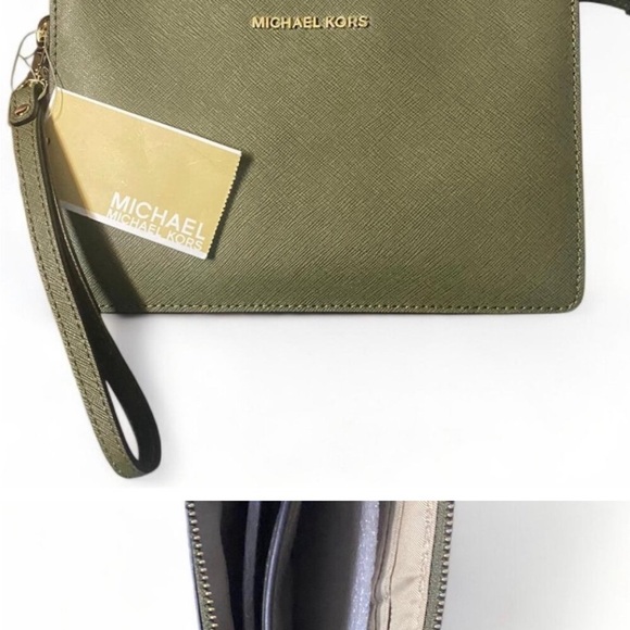 Michael Kors Olive Green Wristlet with Double Zip -NWT